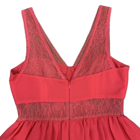 Max & Cleo Strapless Pink Mesh Cutout Mini Dress - Picture 6 of 12